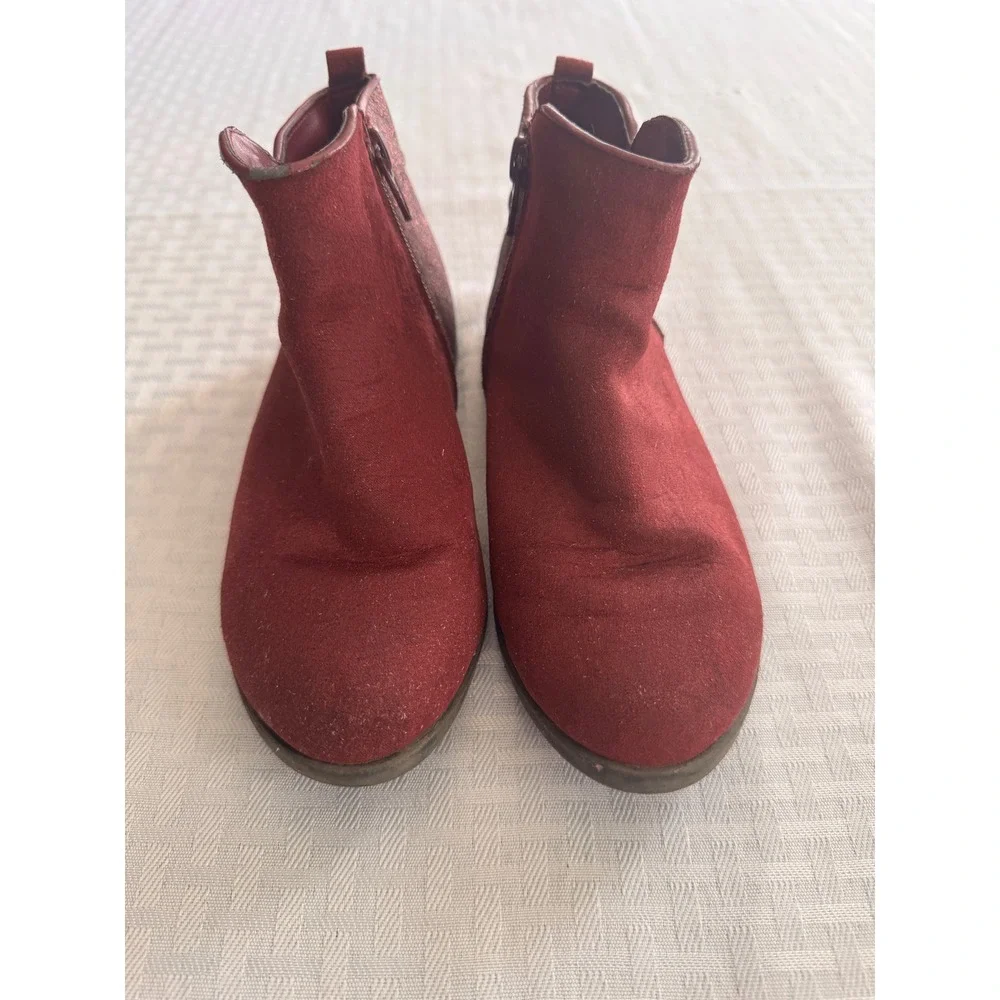 Wonder Nation Girls Burgundy Glitter Ankle Boots Heart Accent Size 13 Maroon